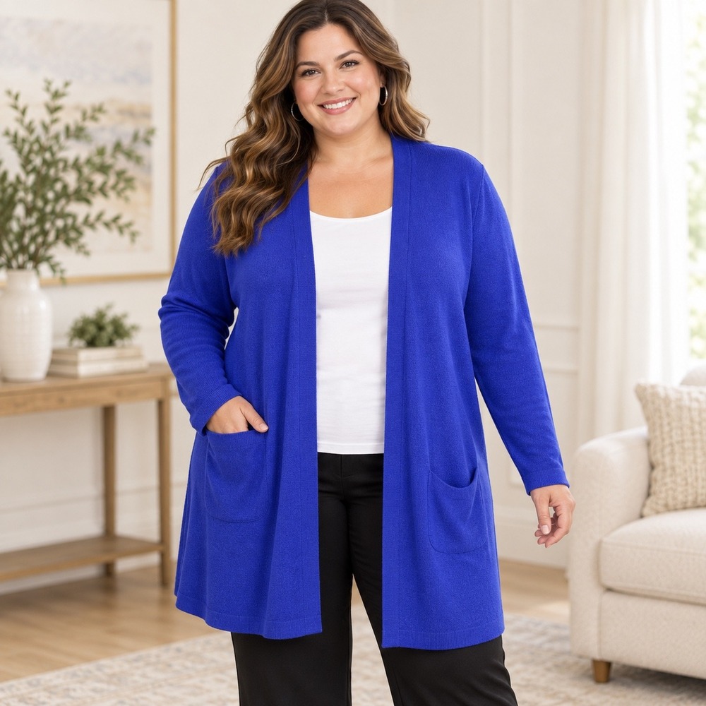 Old Navy Royal Blue Open Front Cardigan Pockets Plus Size 3X NEW